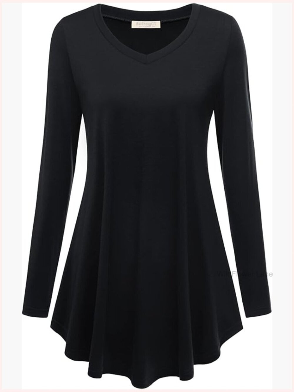 Long Sleeve Tunic Top for Leggings V-Neck Blouse Casual Fit and Flare